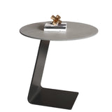 Contemporary Glass Black Circular Steel Base Side Table Image - 5