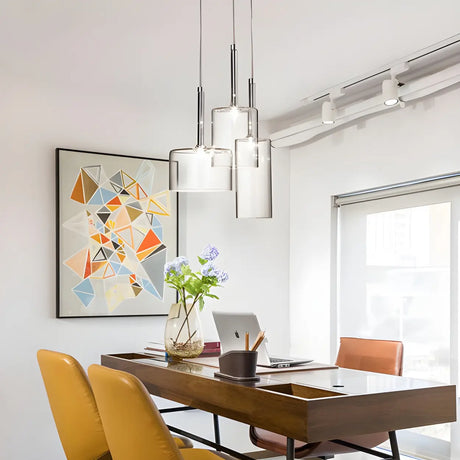 Contemporary Glass Cylinder Dining Pendant Light Image - 1