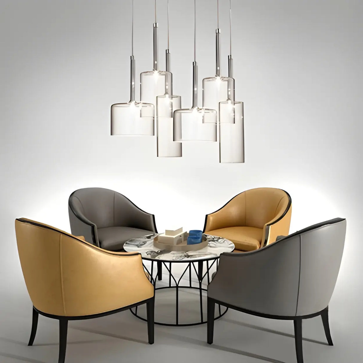 Contemporary Glass Cylinder Dining Pendant Light Image - 4