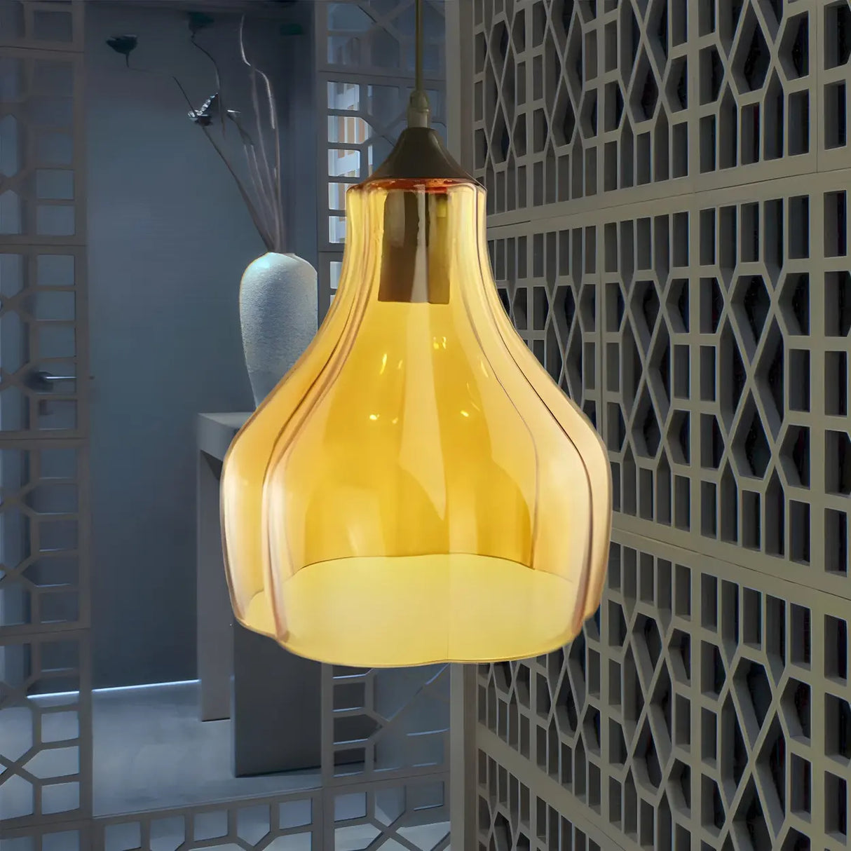Contemporary Glass Unique-Shaped Pendant Light Image - 7