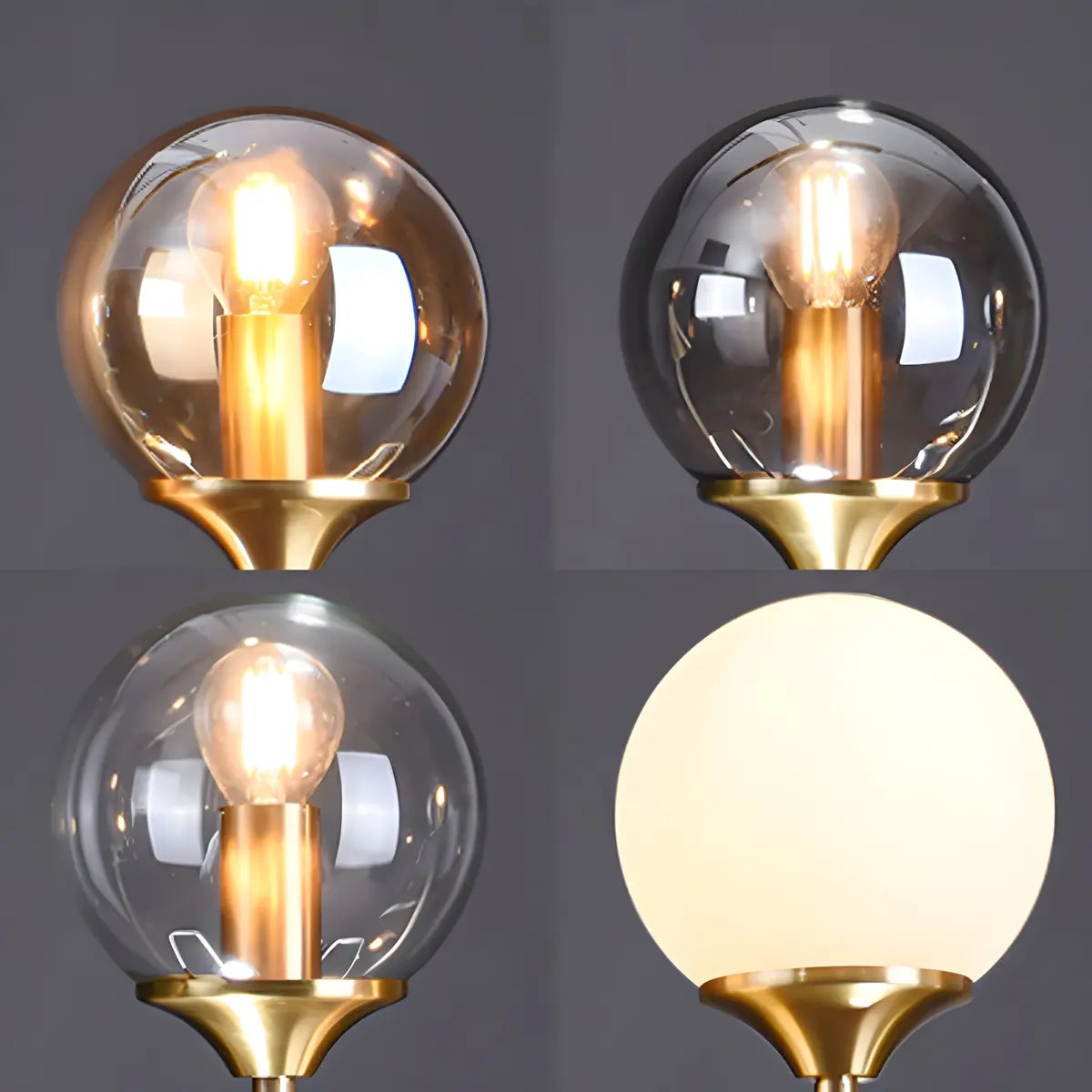 Contemporary Globe Glass Dining Room Pendant Light Gold Image - 17