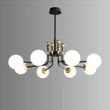 Contemporary Globe Glass Living Room Black Gold Chandelier Image - 7