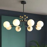 Contemporary Globe Glass Living Room Black Gold Chandelier Image - 4