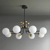 Contemporary Globe Glass Living Room Black Gold Chandelier Image - 9