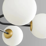 Contemporary Globe Glass Living Room Black Gold Chandelier Image - 11