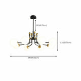 Contemporary Globe Glass Living Room Black Gold Chandelier Image - 14