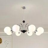 Contemporary Globe Glass Living Room Black Large Chandelier Image - 7
