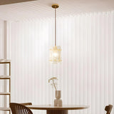 Contemporary Gold Clear Glass Cylinder Panel Pendant Light Image - 13