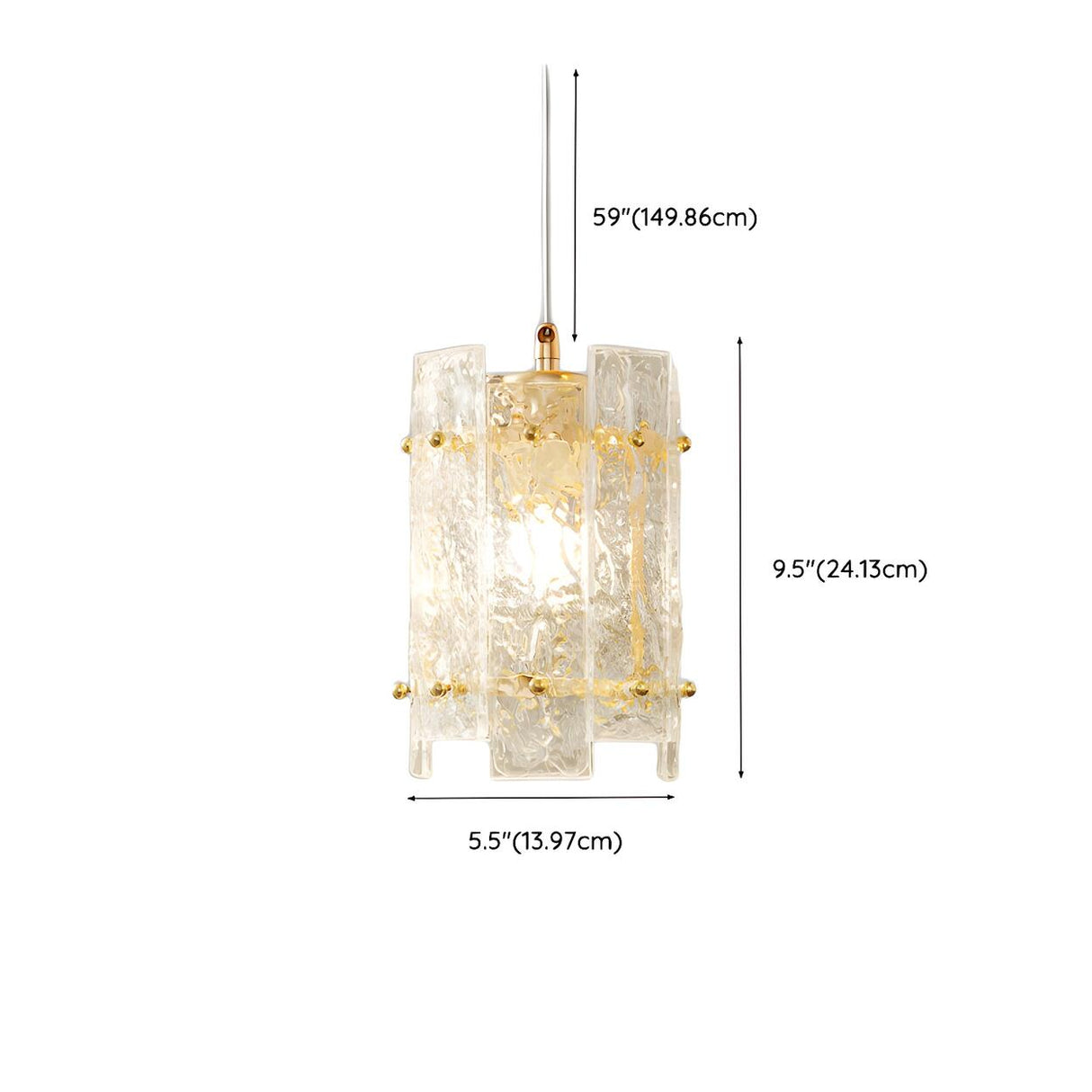 Contemporary Gold Clear Glass Cylinder Panel Pendant Light Image - 15