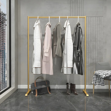 Contemporary Gold Metal Freestanding Entryway Coat Rack Image - 2