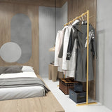 Contemporary Gold Metal Freestanding Entryway Coat Rack Image - 6