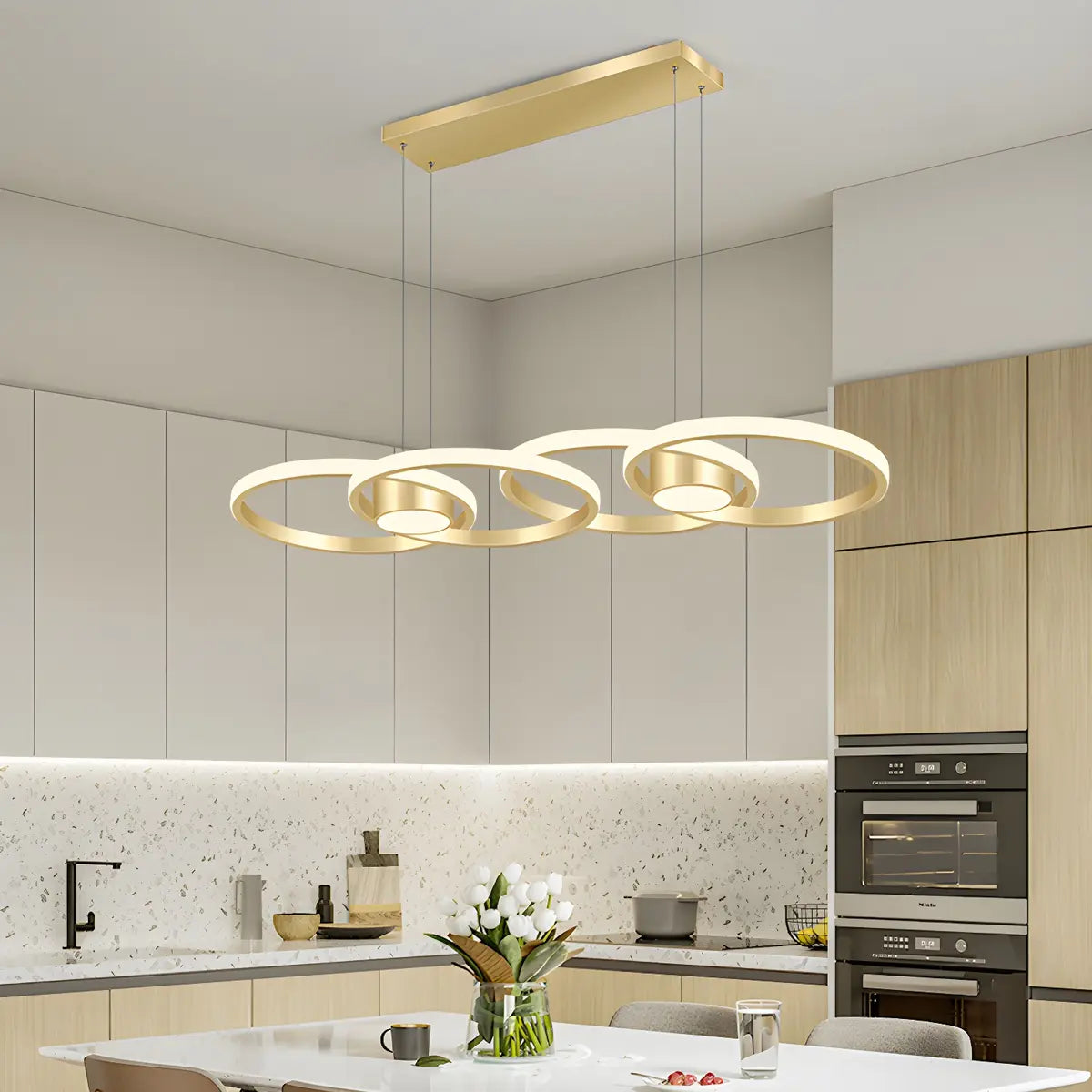 Contemporary Gold Ring Metal LED Dining Room Pendant Light – Homebaa