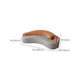 Contemporary Gray Water Resistant Leather Curved Sofa Image - 12