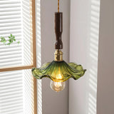 Contemporary Green Clear Glass Flower Pendant Light Image - 5