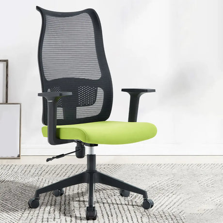 Contemporary Green Mesh Ergonomic Office Chair with Armrests Image - 1