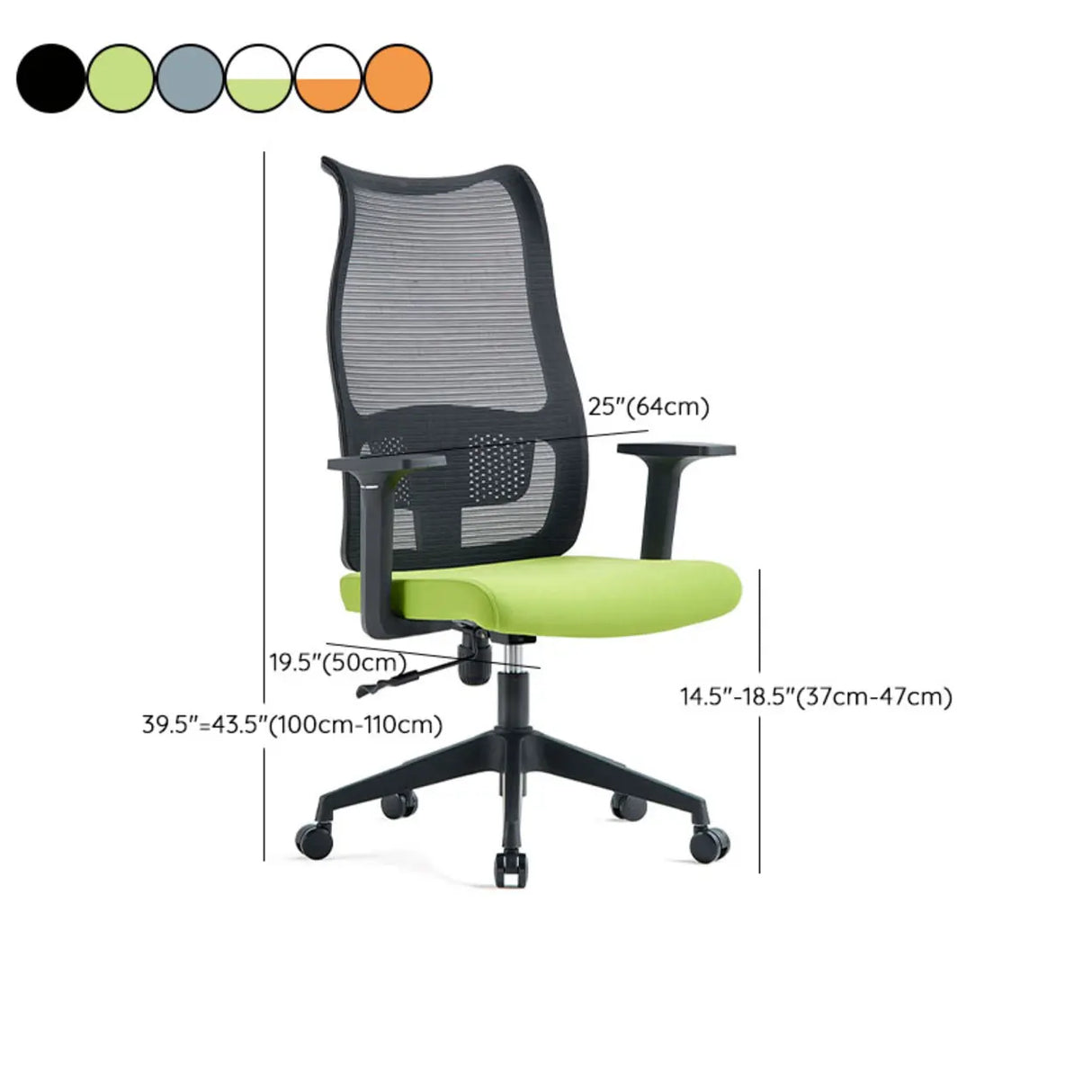 Contemporary Green Mesh Ergonomic Office Chair with Armrests 