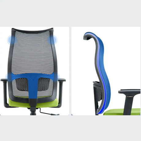 Contemporary Green Mesh Ergonomic Office Chair with Armrests Image - 10