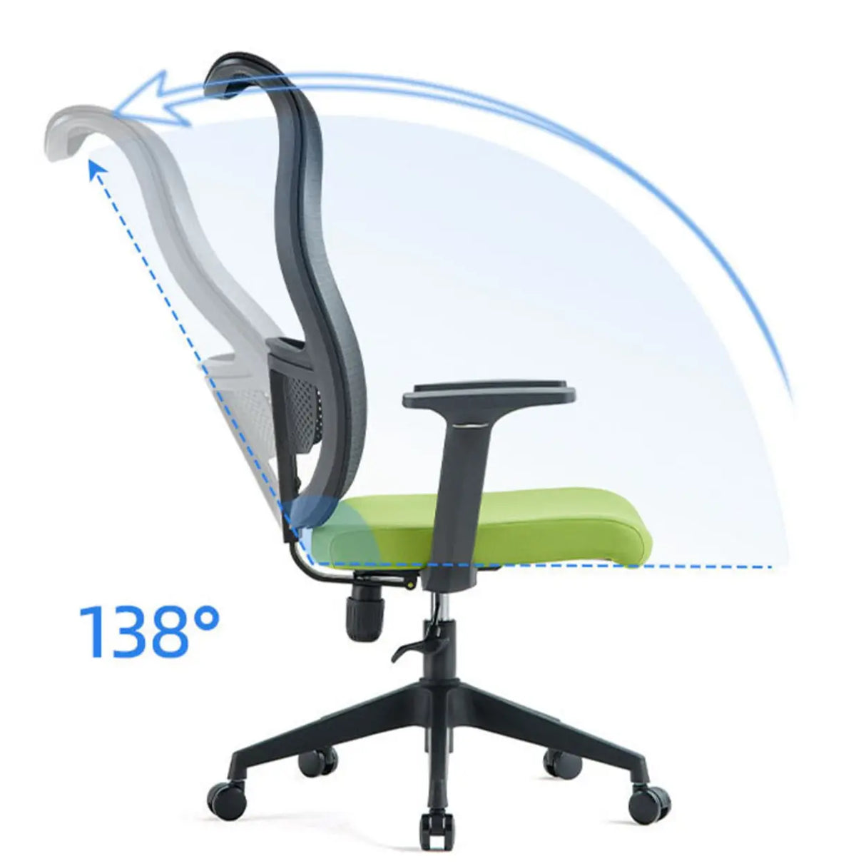 Contemporary Green Mesh Ergonomic Office Chair with Armrests Image - 12