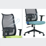 Contemporary Green Mesh Ergonomic Office Chair with Armrests Image - 14