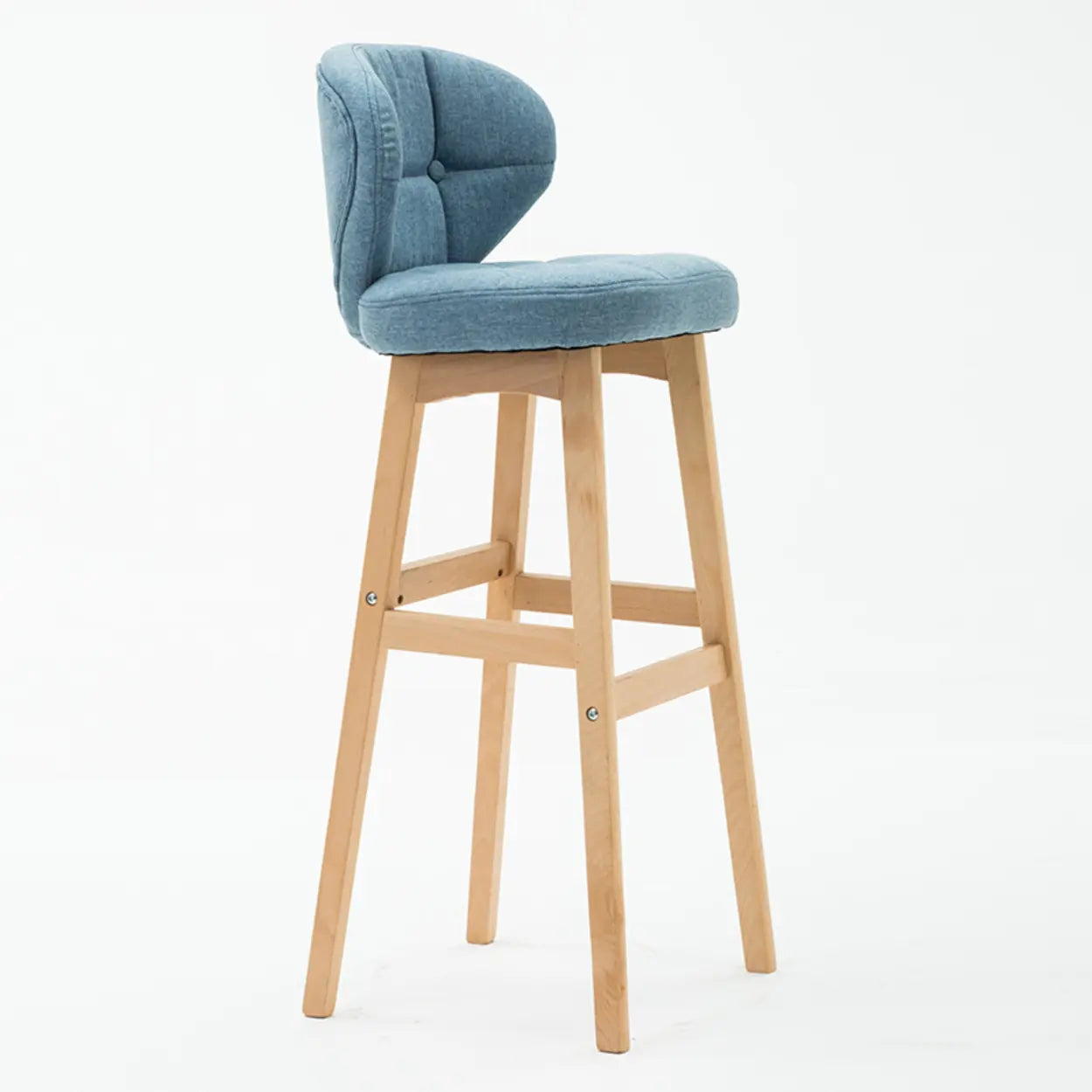Contemporary Green Upholstered Bucket Bar Stools with Backrest Image - 10