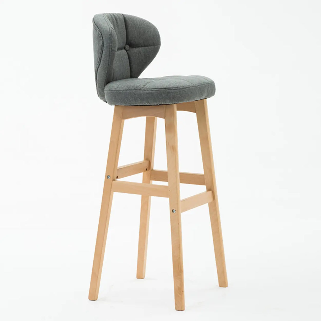 Contemporary Green Upholstered Bucket Bar Stools with Backrest Image - 12