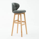 Contemporary Green Upholstered Bucket Bar Stools with Backrest Image - 2