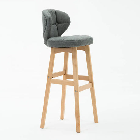 Contemporary Green Upholstered Bucket Bar Stools with Backrest Image - 2