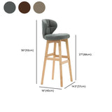 Contemporary Green Upholstered Bucket Bar Stools with Backrest #size