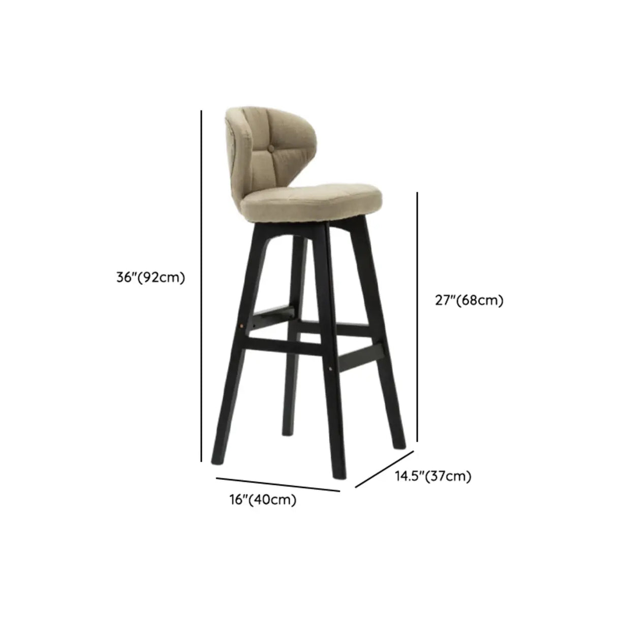 Contemporary Green Upholstered Bucket Bar Stools with Backrest Image - 23