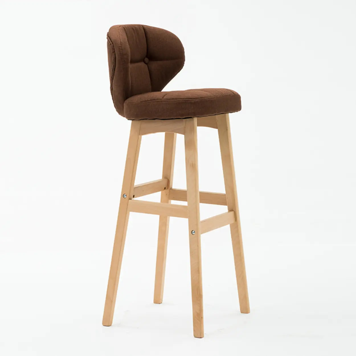 Contemporary Green Upholstered Bucket Bar Stools with Backrest Image - 3