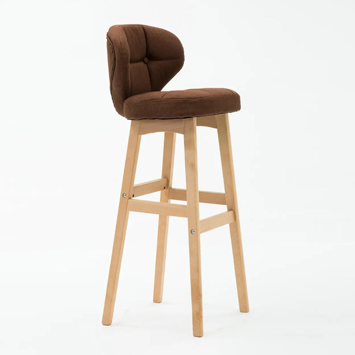 Contemporary Green Upholstered Bucket Bar Stools with Backrest Image - 3