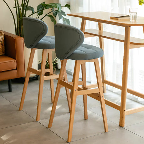 Contemporary Green Upholstered Bucket Bar Stools with Backrest Image - 4