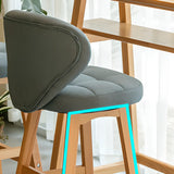 Contemporary Green Upholstered Bucket Bar Stools with Backrest Image - 5