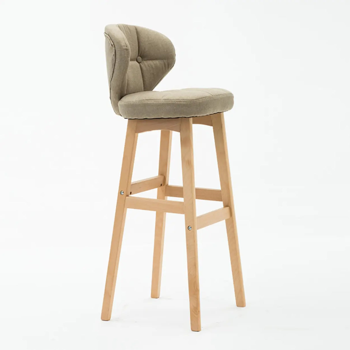 Contemporary Green Upholstered Bucket Bar Stools with Backrest Image - 6