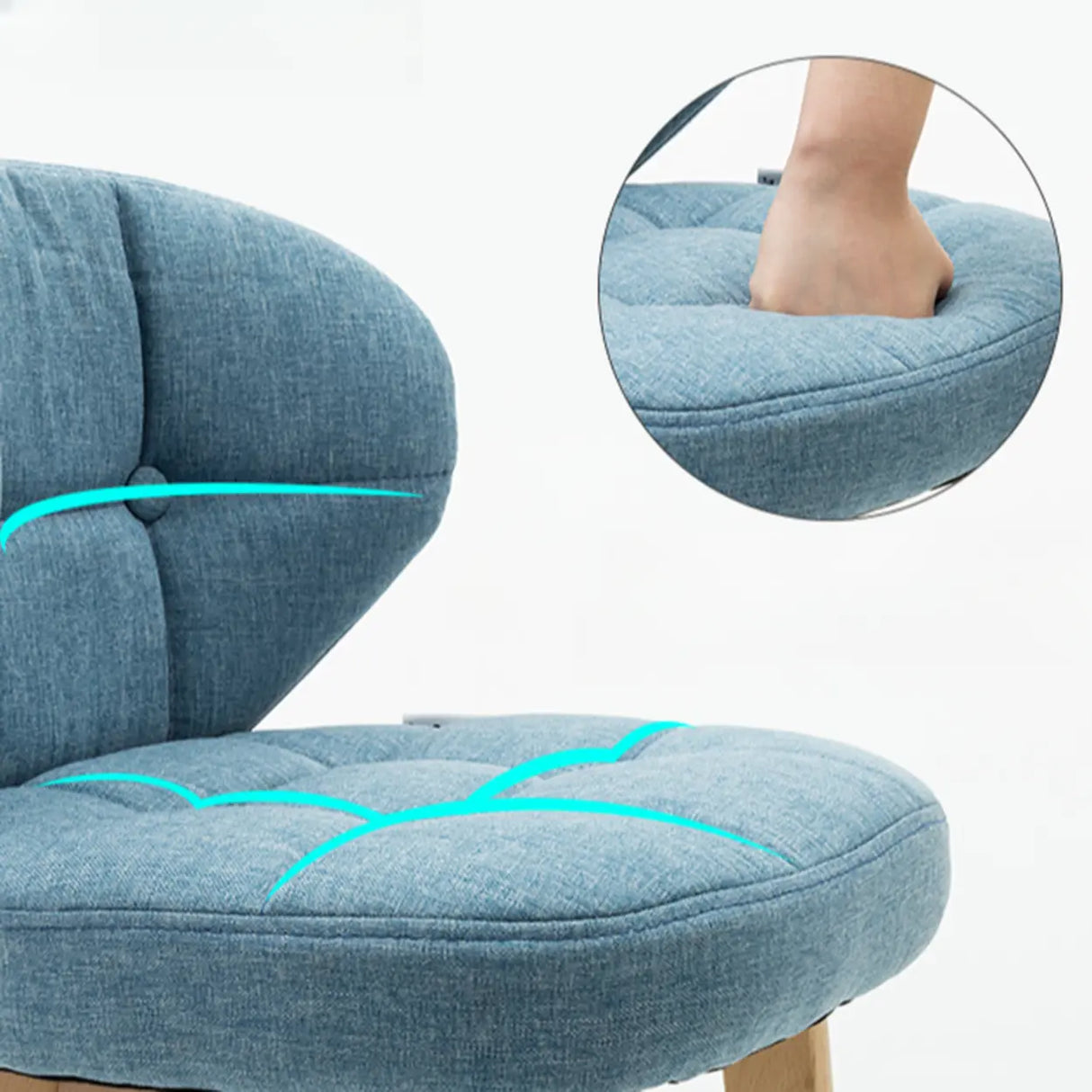 Contemporary Green Upholstered Bucket Bar Stools with Backrest Image - 9