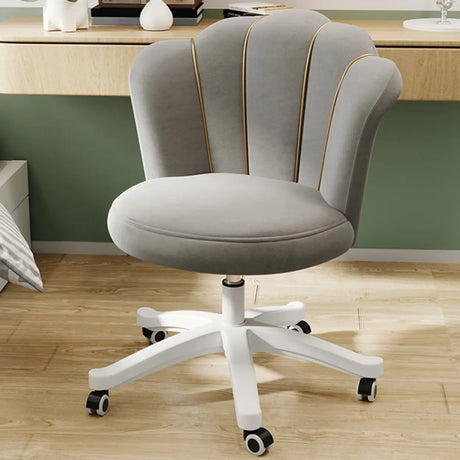 Contemporary Grey Swivel Velvet Adjustable Office Chair Image - 1