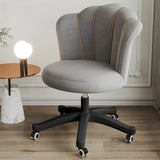 Contemporary Grey Swivel Velvet Adjustable Office Chair Image - 10