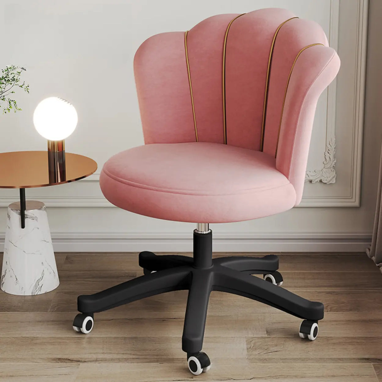 Contemporary Grey Swivel Velvet Adjustable Office Chair Image - 13