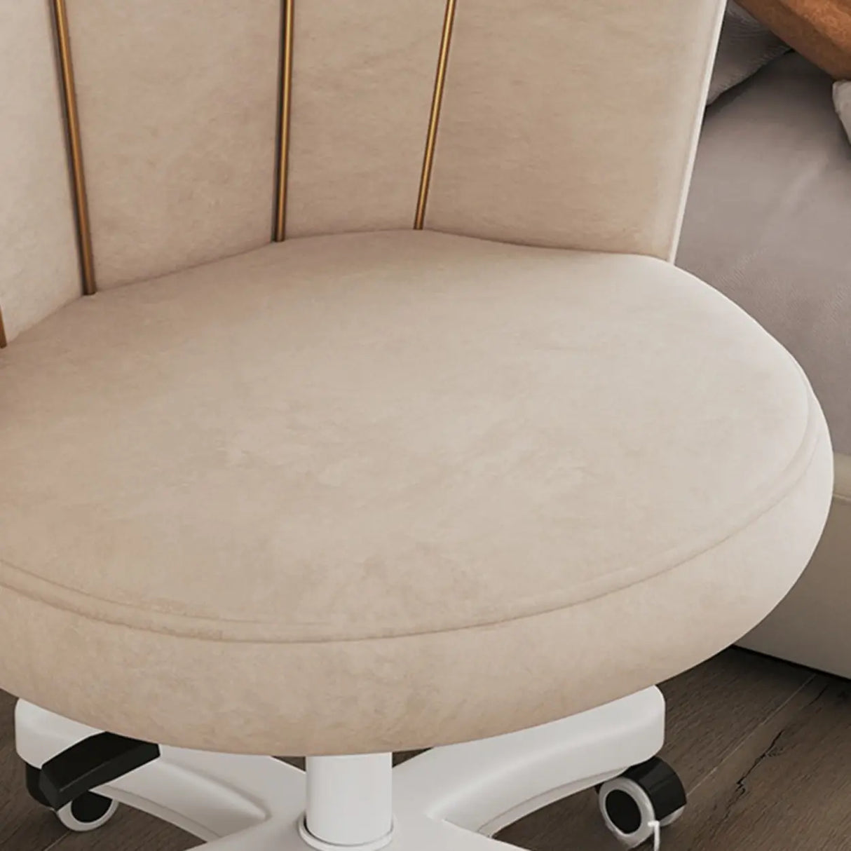 Contemporary Grey Swivel Velvet Adjustable Office Chair Image - 14