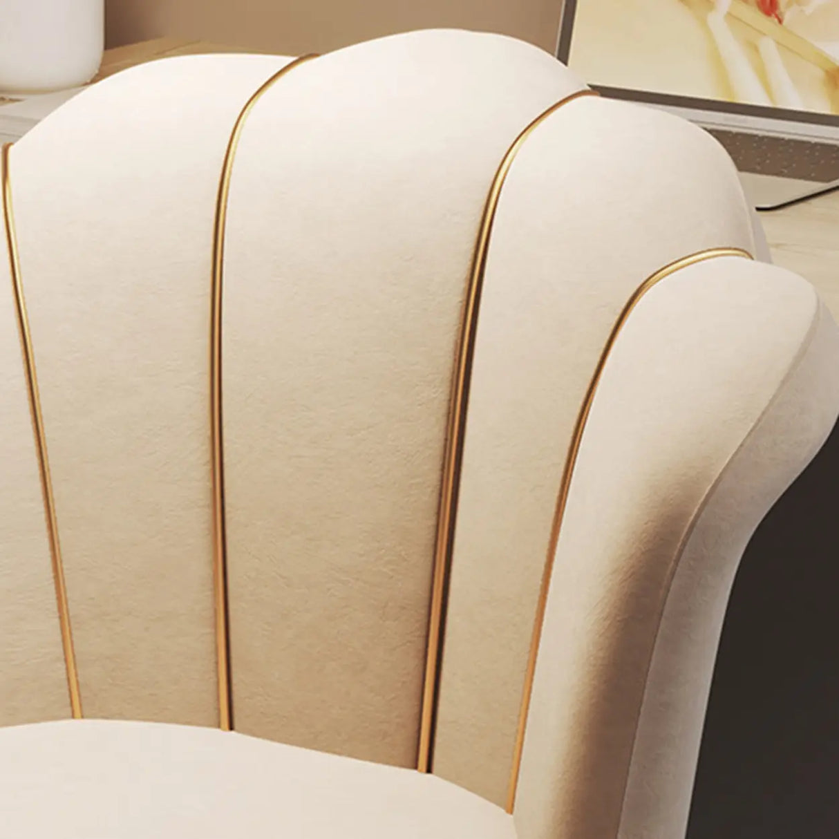 Contemporary Grey Swivel Velvet Adjustable Office Chair Image - 15