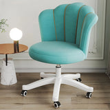 Contemporary Grey Swivel Velvet Adjustable Office Chair Image - 17