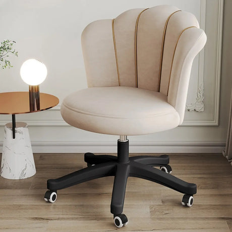 Contemporary Grey Swivel Velvet Adjustable Office Chair Image - 2