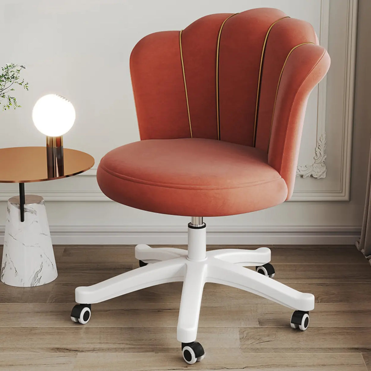Contemporary Grey Swivel Velvet Adjustable Office Chair Image - 21
