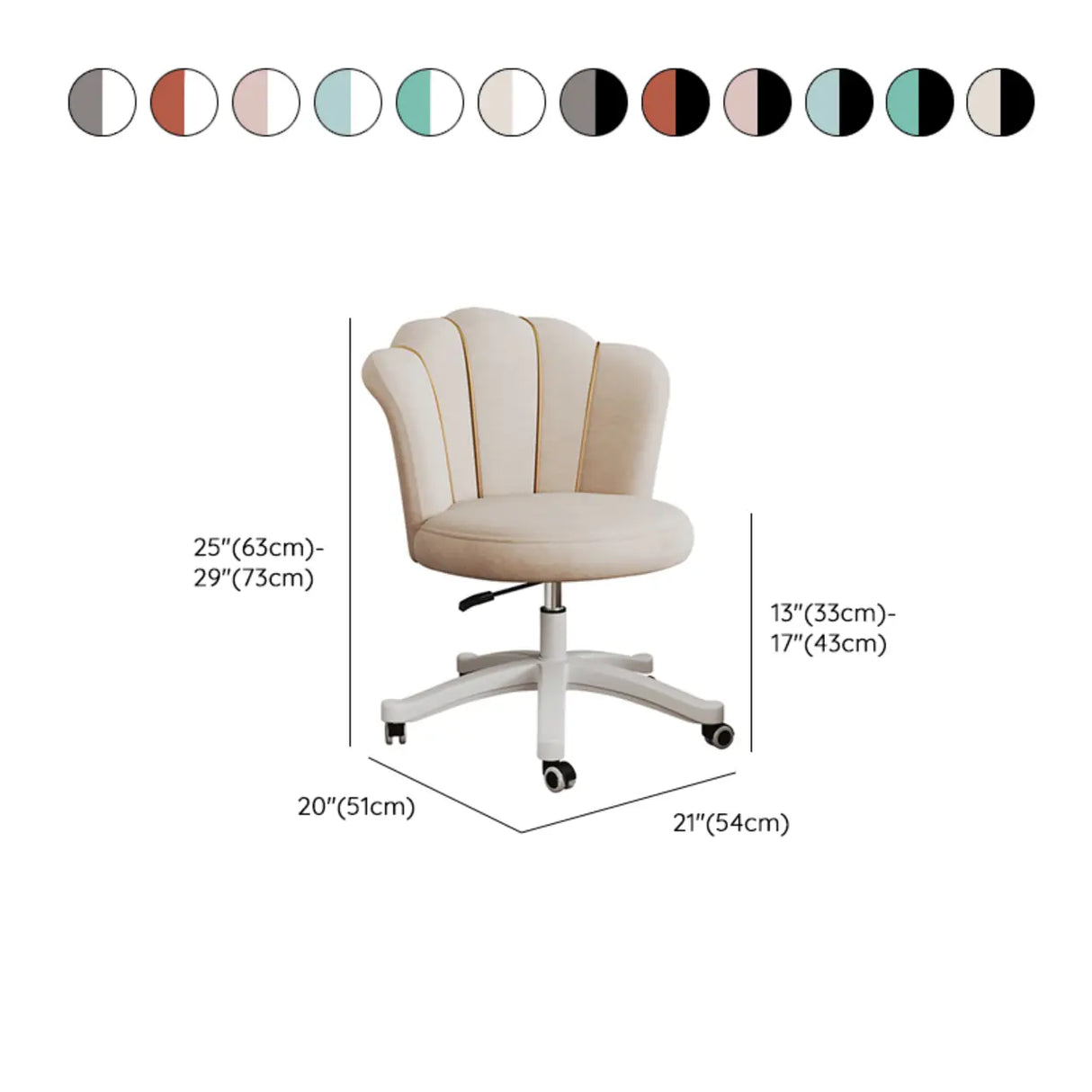 Contemporary Grey Swivel Velvet Adjustable Office Chair 