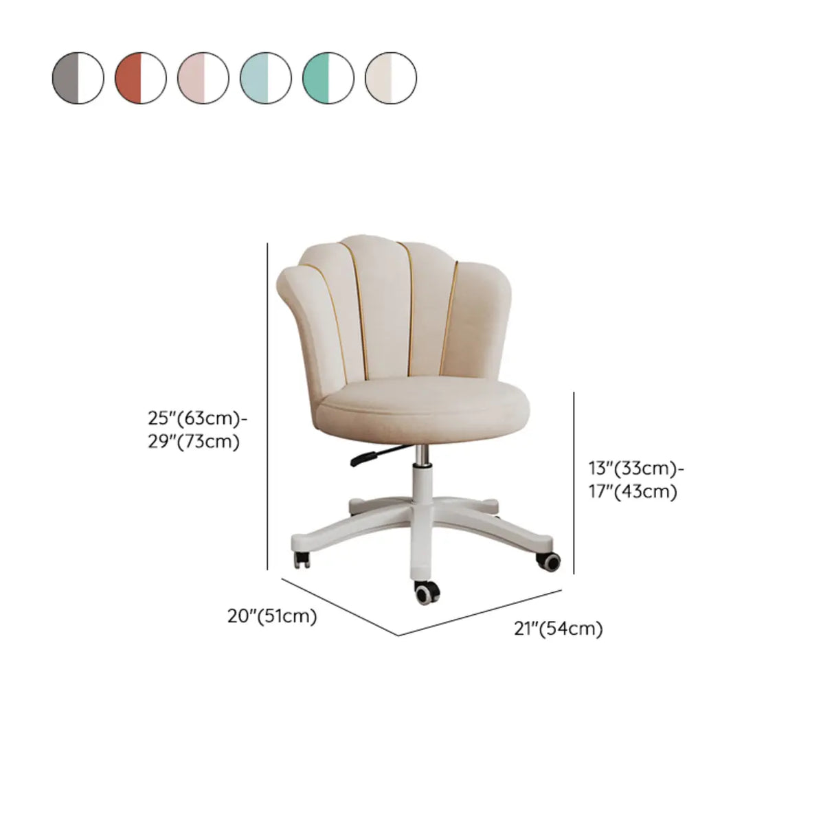 Contemporary Grey Swivel Velvet Adjustable Office Chair Image - 23