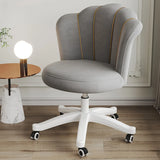 Contemporary Grey Swivel Velvet Adjustable Office Chair Image - 5