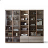 Contemporary Grey Vertical Glass Doors Timber Bookcase Image - 16