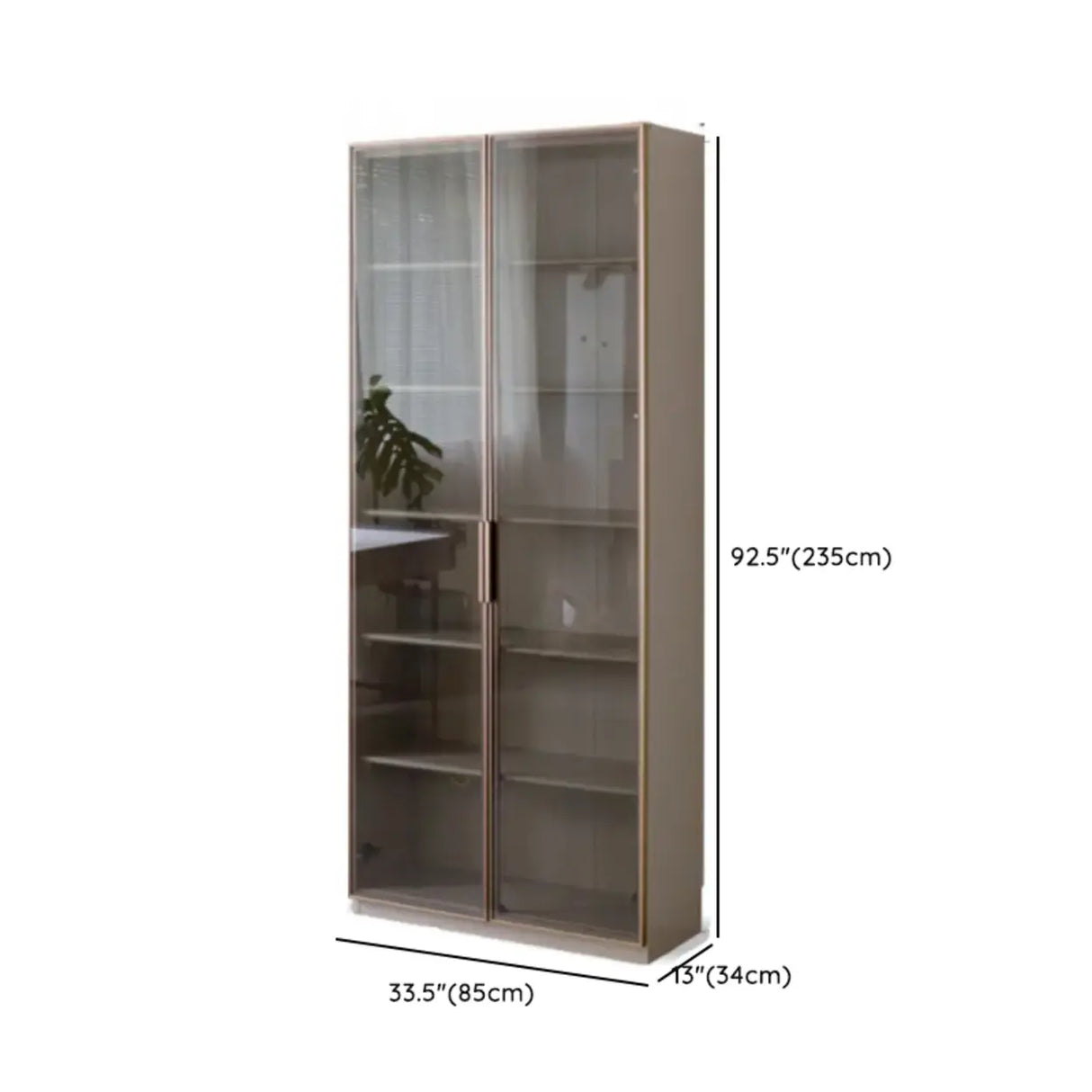 Contemporary Grey Vertical Glass Doors Timber Bookcase Image - 21