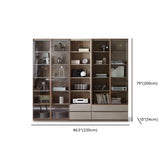 Contemporary Grey Vertical Glass Doors Timber Bookcase Image - 23