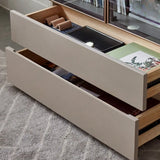 Contemporary Grey Vertical Glass Doors Timber Bookcase Image - 8